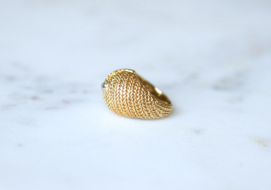 Boule Diamond Ring on Braided Gold