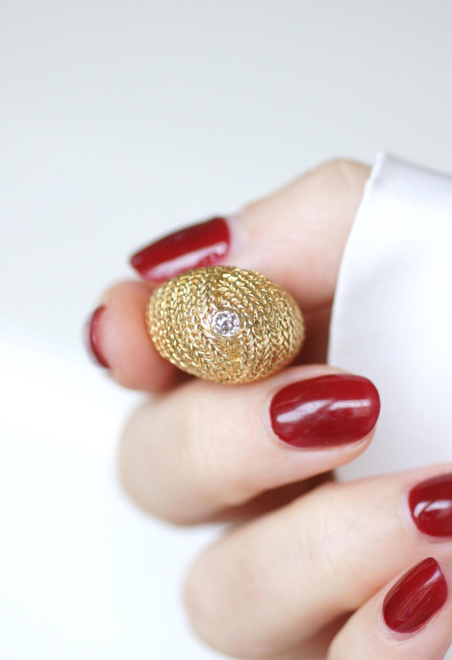 Boule Diamond Ring on Braided Gold