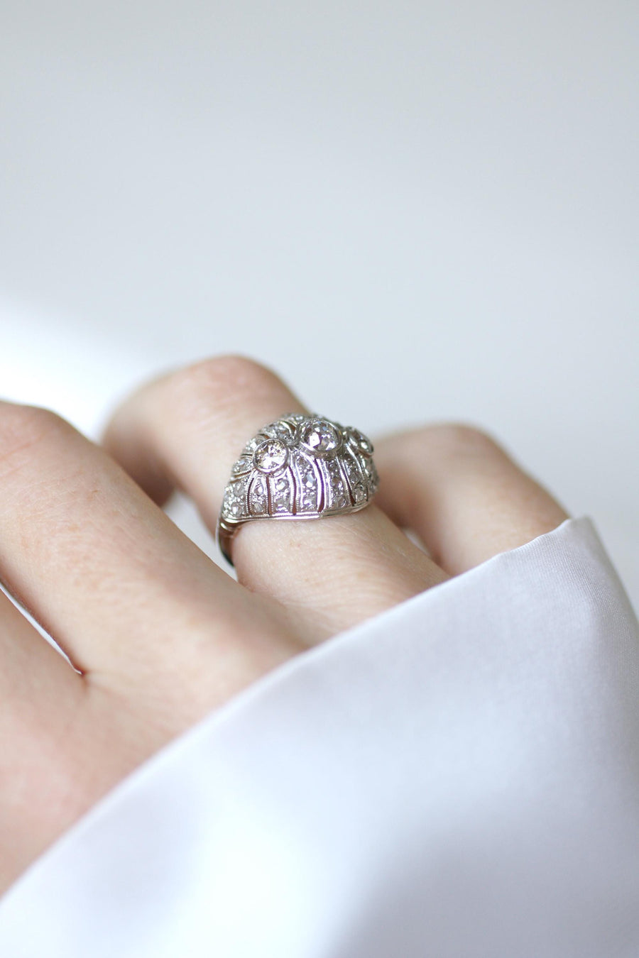 Art Deco Diamond Dome Ring 1.30 Cts on Platinum