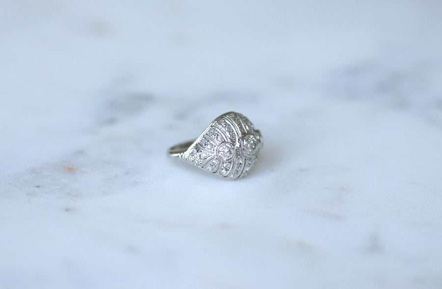 Art Deco Diamond Dome Ring 1.30 Cts on Platinum