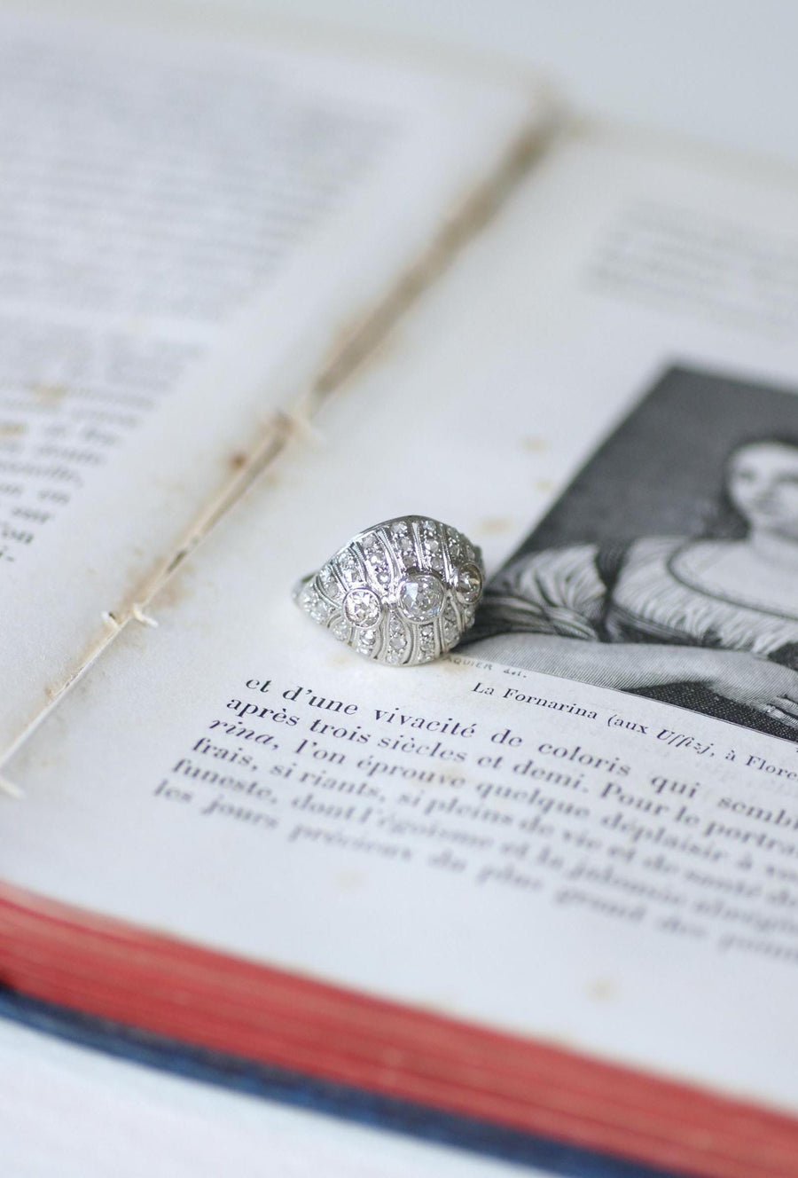 Art Deco Diamond Dome Ring 1.30 Cts on Platinum