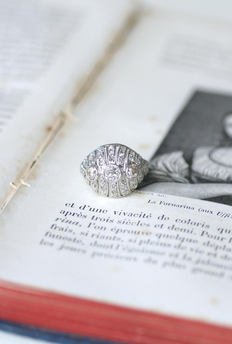 Art Deco Diamond Dome Ring 1.30 Cts on Platinum