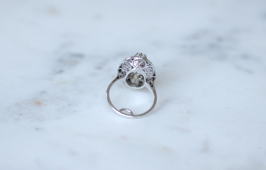 Oval Art Deco Diamond Ring 2.10 Cts Platinum & White Gold