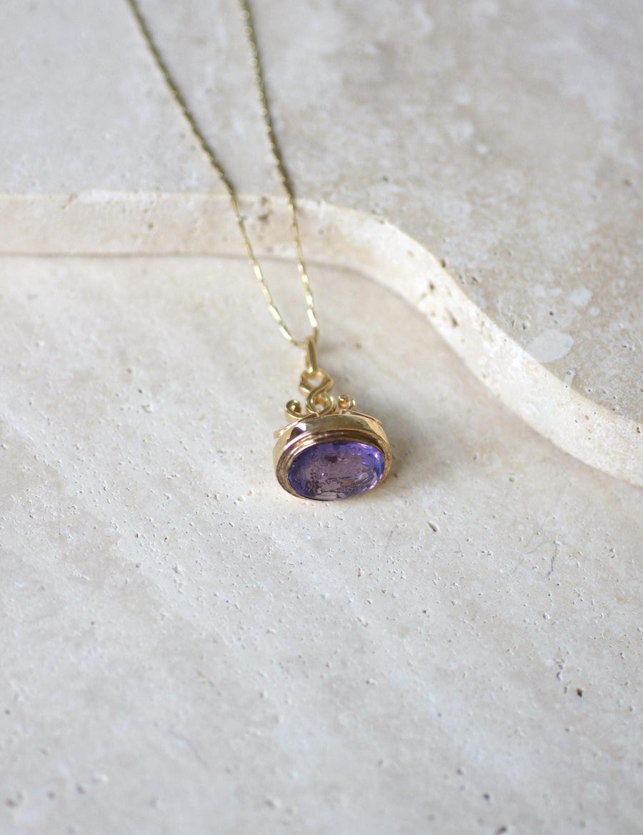 Yellow Gold and Amethyst Seal Pendant Ecclesiastical Armory Intaglio