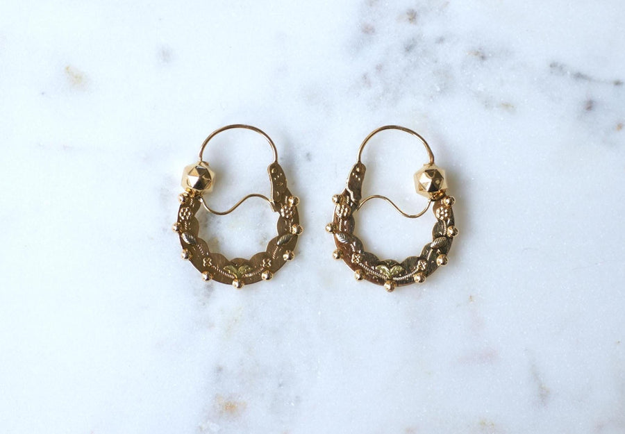 Creole Earrings Savoyard Rose and Yellow Gold