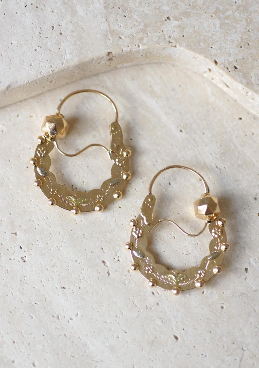 Creole Earrings Savoyard Rose and Yellow Gold