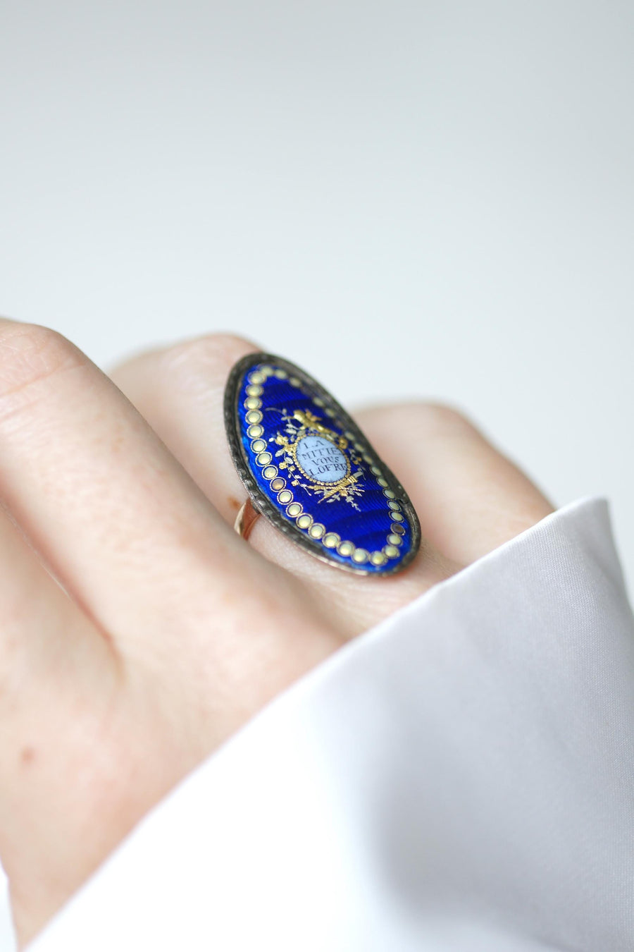 18th Century Sentimental Friendship Ring Gold and Silver Enamel
