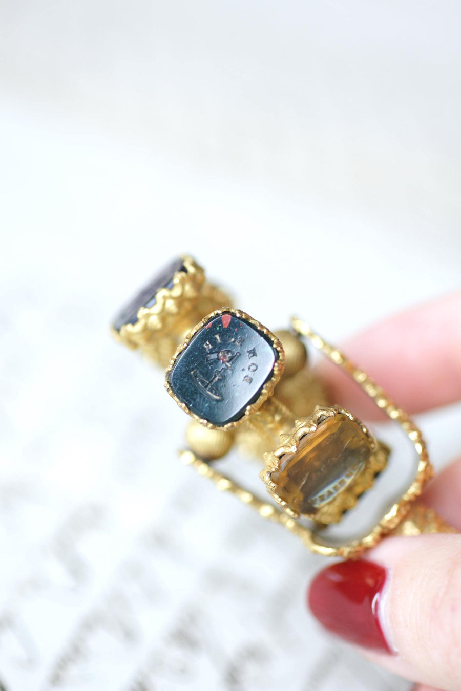 Metal cachet wheel, stone intaglio, Charles X