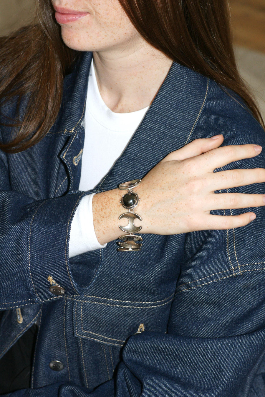 Henning Koppel for Georg Jansen Silver Bracelet Articulated Hematite Clasp