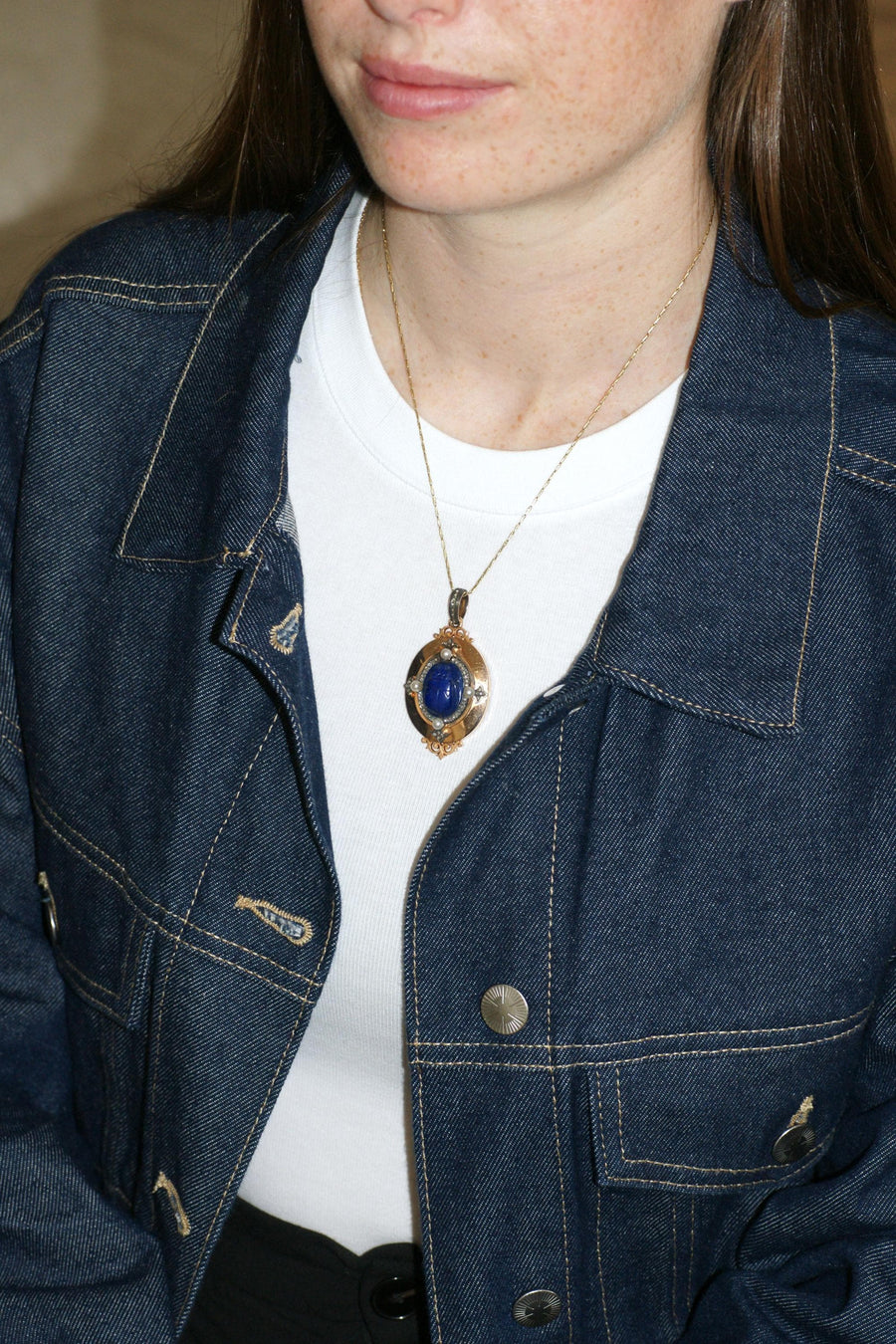 Medallion Pendant Opening Antique Scarab Lapis Lazuli Diamonds and Fine Pearls on Rose Gold Egyptomania