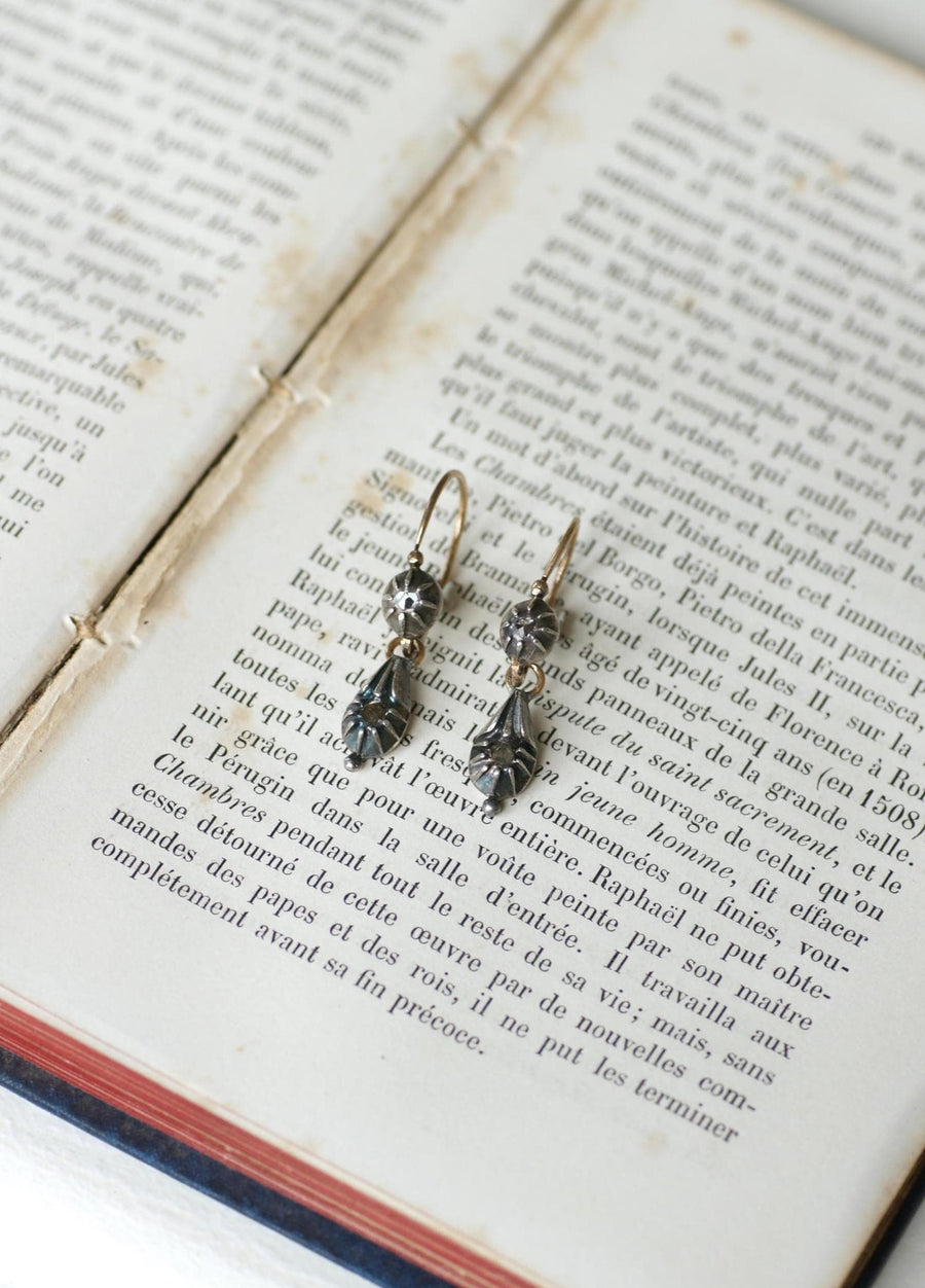 Antique Gold and Silver Diamond Dormeuse Earrings