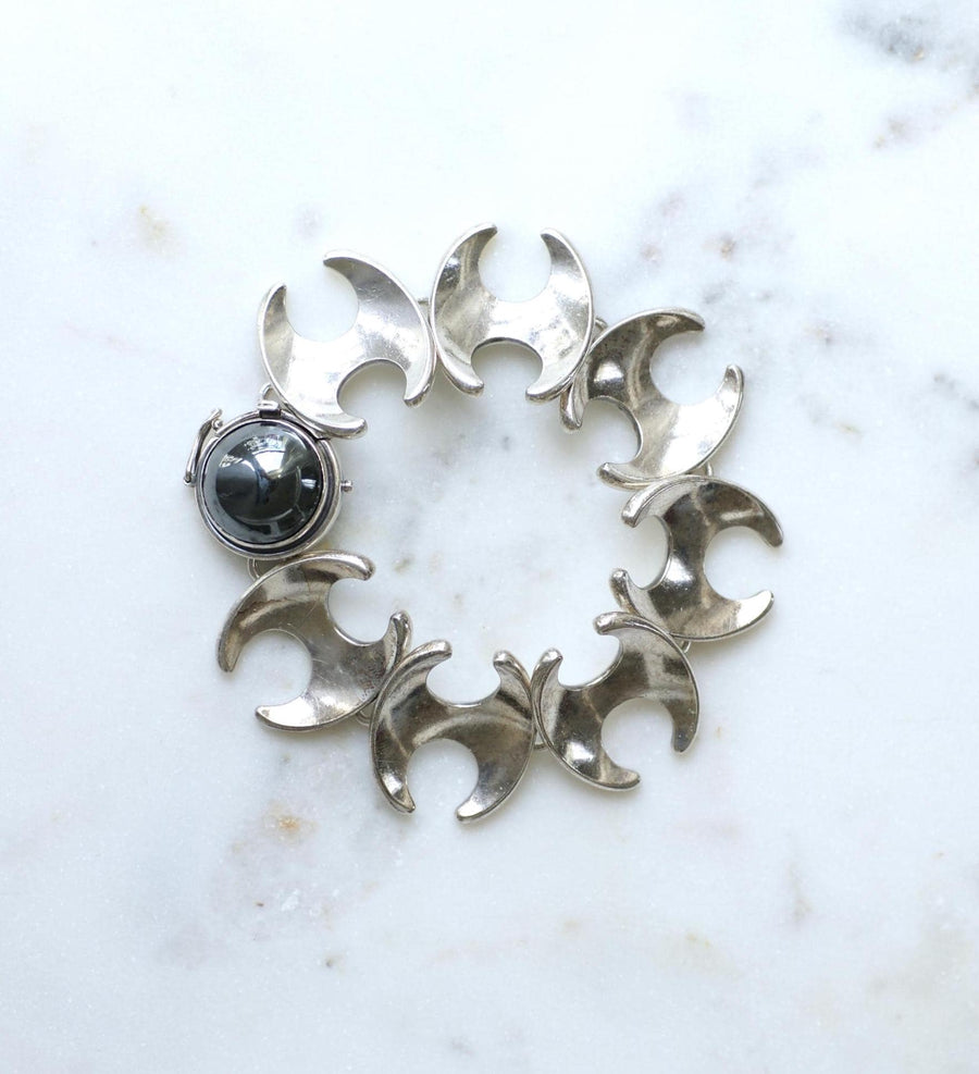 Henning Koppel for Georg Jansen Silver Bracelet Articulated Hematite Clasp