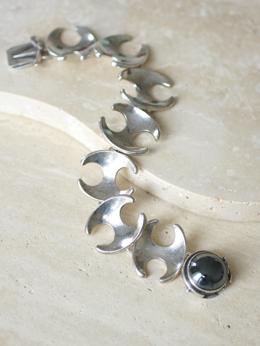 Henning Koppel for Georg Jansen Silver Bracelet Articulated Hematite Clasp
