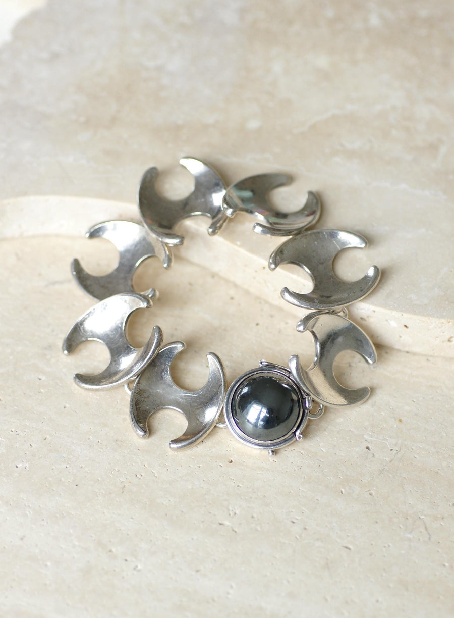 Henning Koppel for Georg Jansen Silver Bracelet Articulated Hematite Clasp