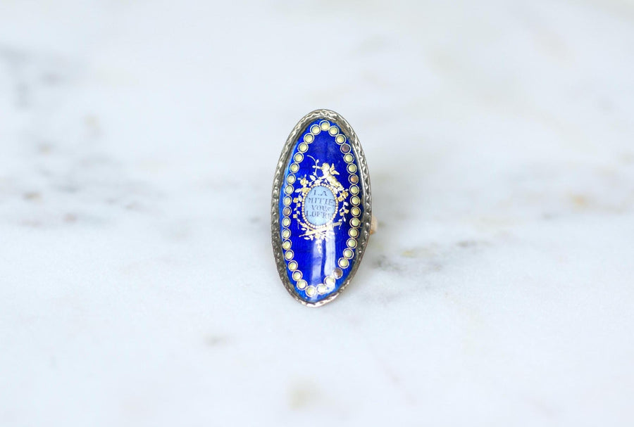 18th Century Sentimental Friendship Ring Gold and Silver Enamel
