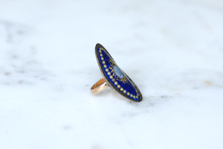 18th Century Sentimental Friendship Ring Gold and Silver Enamel