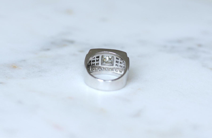 Large Art Deco Band Ring Diamonds 2.10 Cts on Platinum