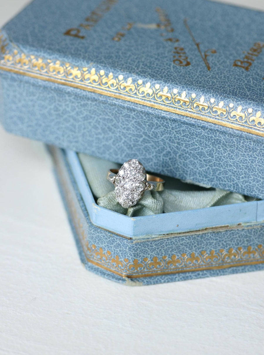 Ring Marquise Ancienne Diamonds 1.30 Cts on Rose Gold and Platinum