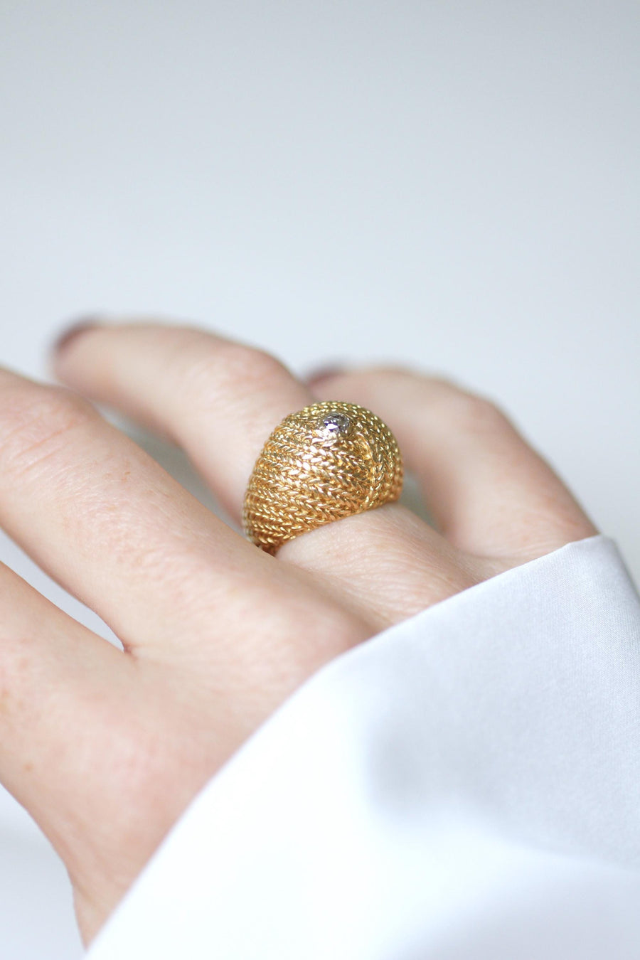 Boule Diamond Ring on Braided Gold
