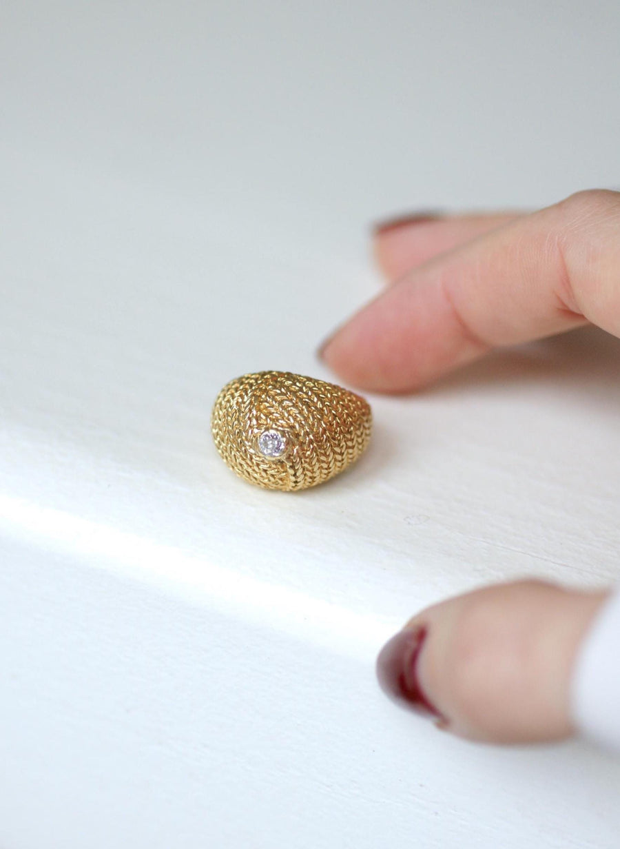 Boule Diamond Ring on Braided Gold