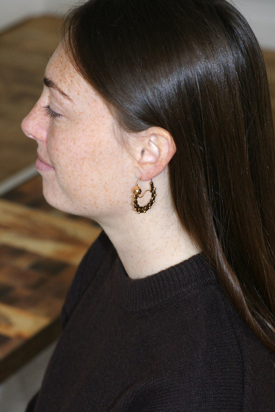 Creole Earrings Savoyard Rose and Yellow Gold