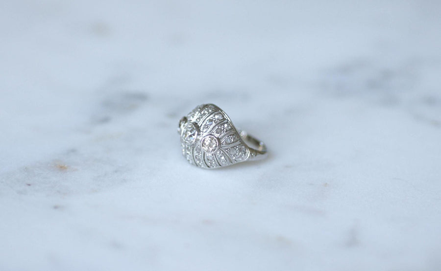 Art Deco Diamond Dome Ring 1.30 Cts on Platinum