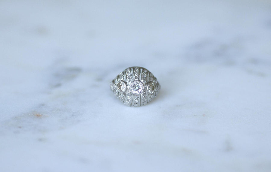 Art Deco Diamond Dome Ring 1.30 Cts on Platinum