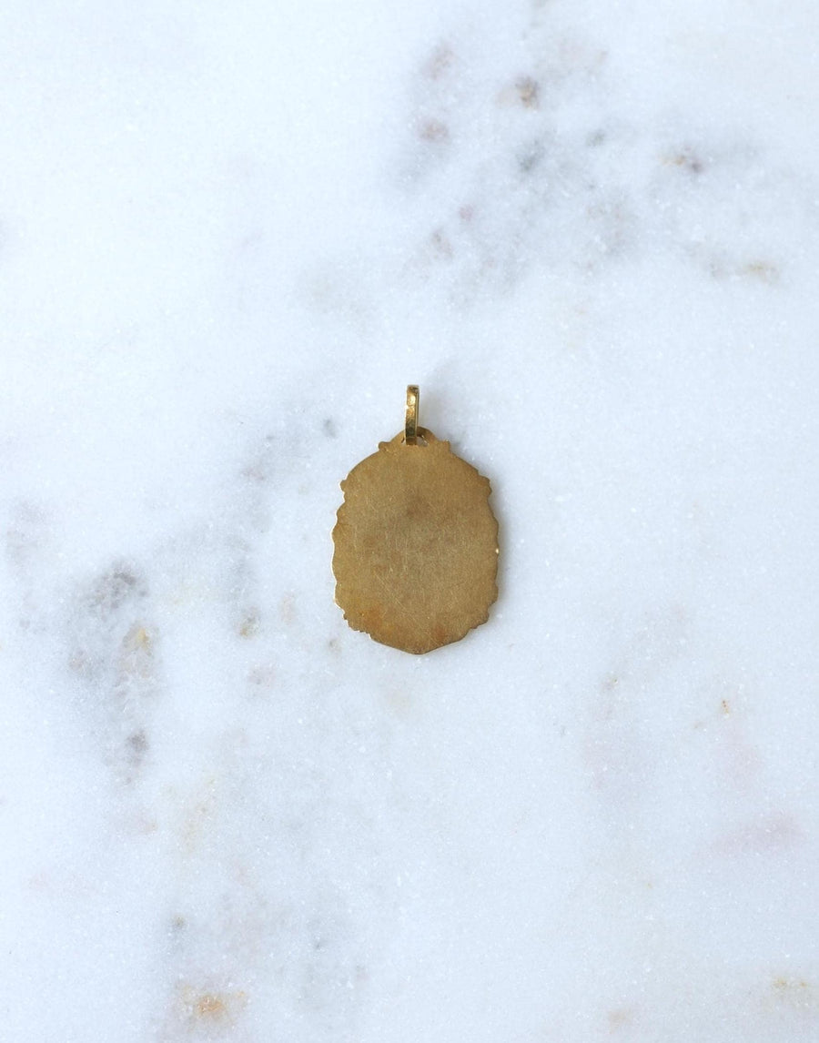 Antique Yellow Gold Virgin Mary Virgo Fidelis Medal