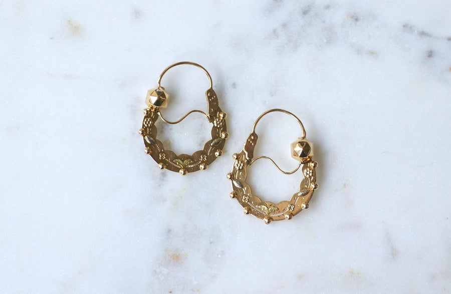 Creole Earrings Savoyard Rose and Yellow Gold