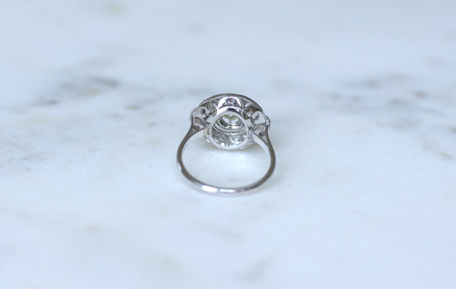 Art Deco Diamond Target Ring 1.05 Cts on White Gold and Platinum