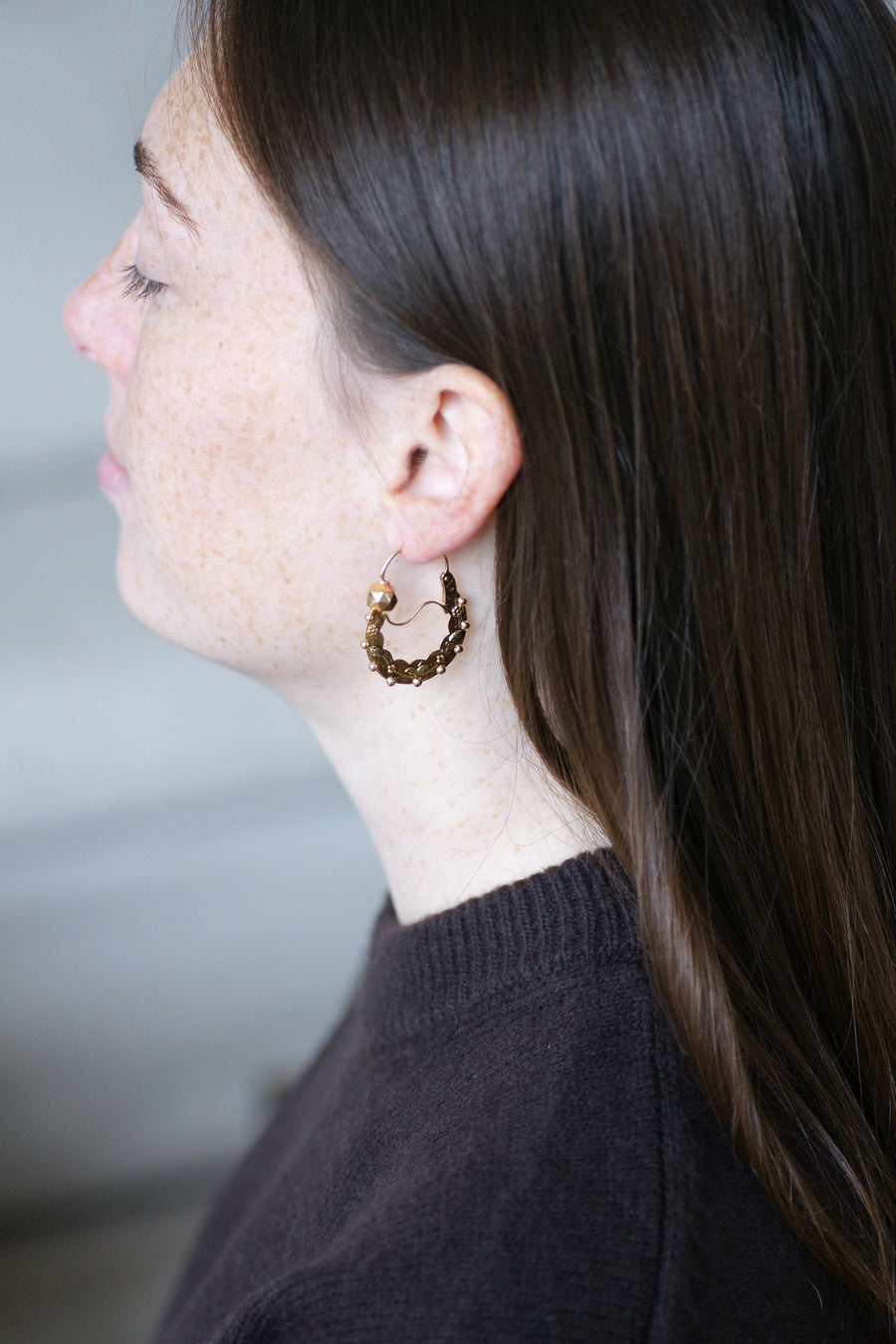 Creole Earrings Savoyard Rose and Yellow Gold