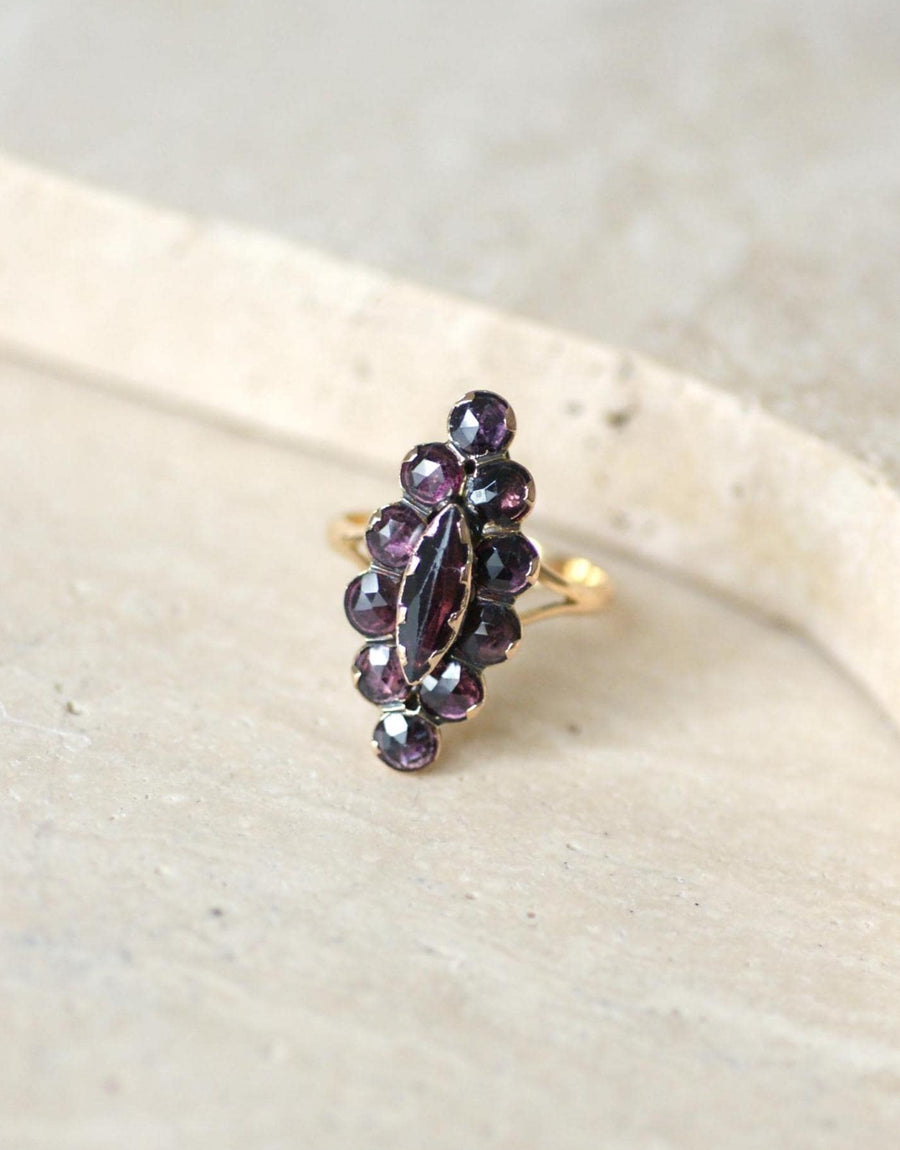 Antique Marquise Ring in Rose Gold and Perpignan Garnets