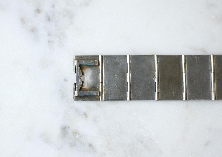 Art Deco Ruby on Rose Gold and Silver Ribbon Bracelet