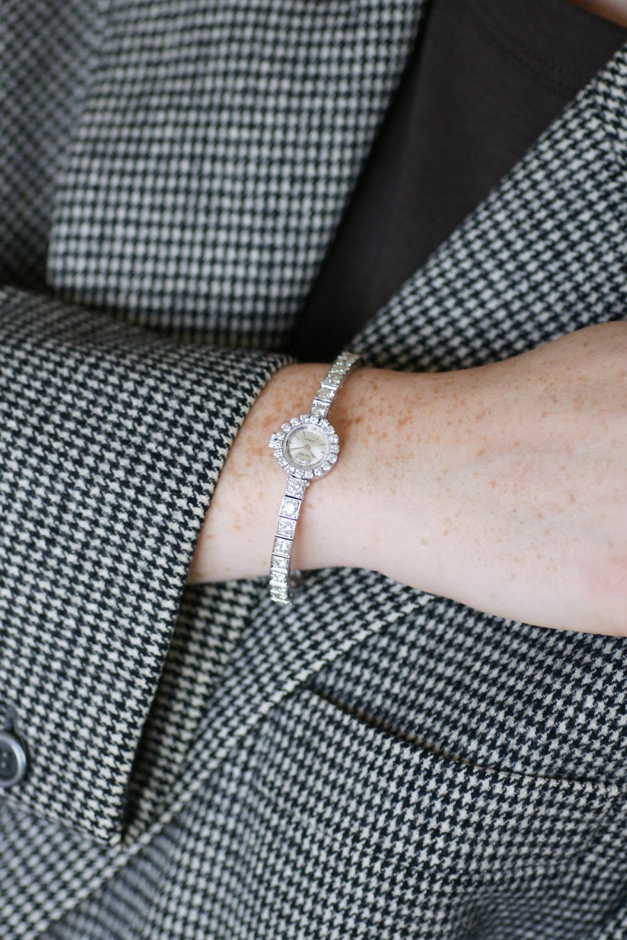 Astral Ladies Bracelet Watch 5.70 Cts Diamonds on White Gold 60's