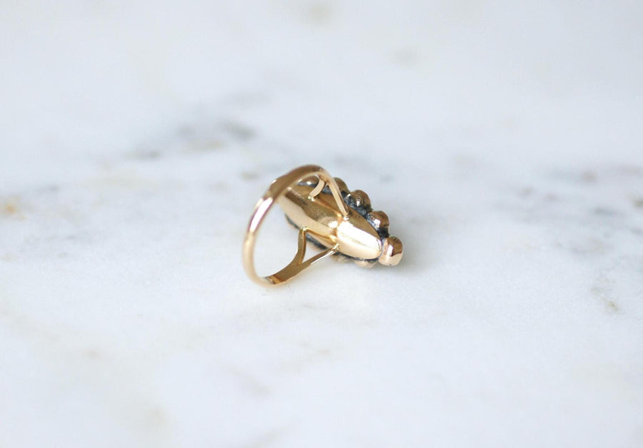 Antique Marquise Ring in Rose Gold and Perpignan Garnets