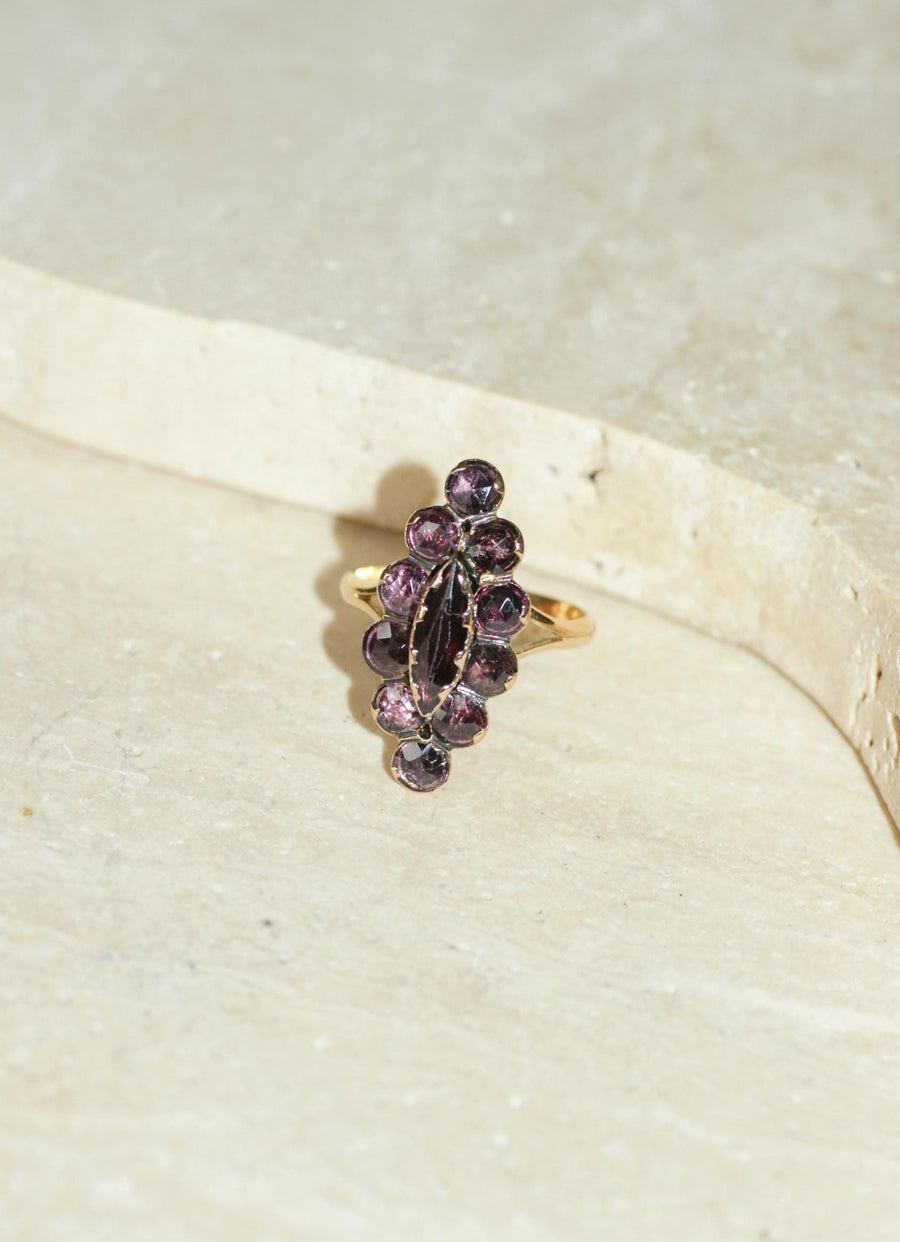 Antique Marquise Ring in Rose Gold and Perpignan Garnets