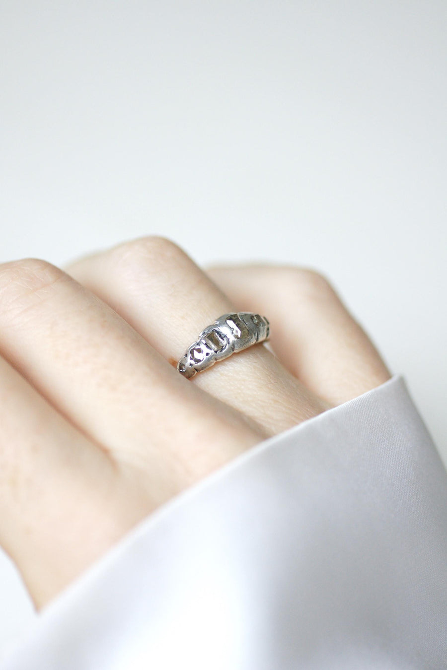 Antique Garter Ring Table and Rose Cut Diamonds on Pink Gold and Silver