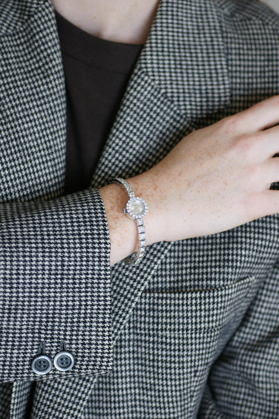 Astral Ladies Bracelet Watch 5.70 Cts Diamonds on White Gold 60's