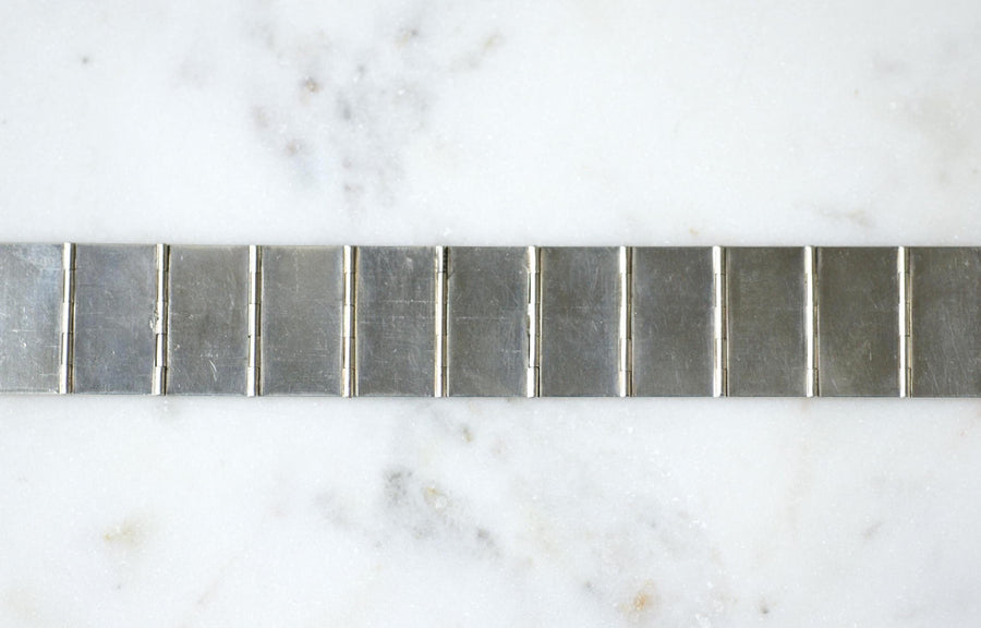 Art Deco Ruby on Rose Gold and Silver Ribbon Bracelet