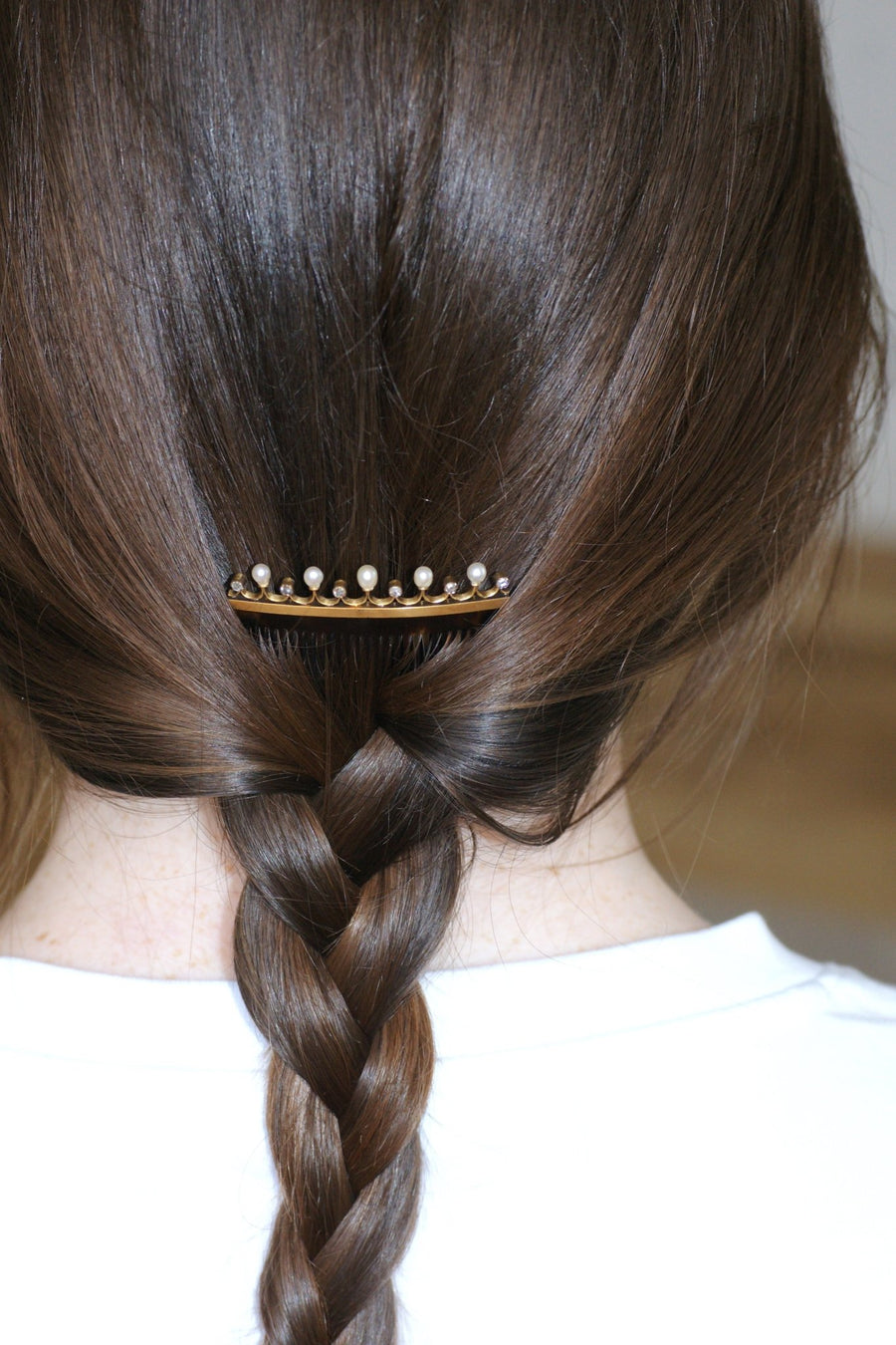 Pair of Diamond and Fine Pearl Combs on Gold - Galerie Pénélope