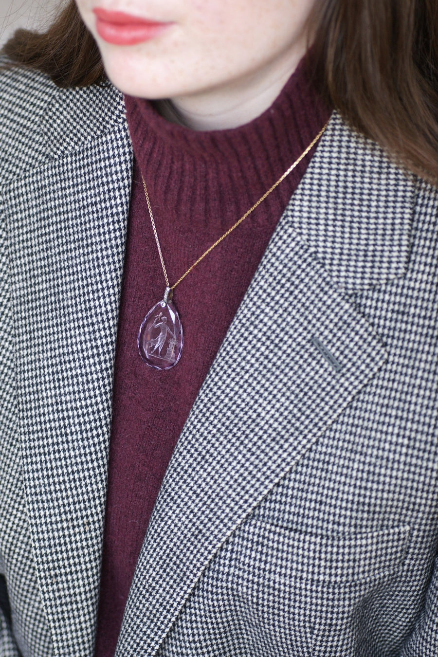 Antique Amethyst and Diamond Drop Pendant - Galerie Pénélope