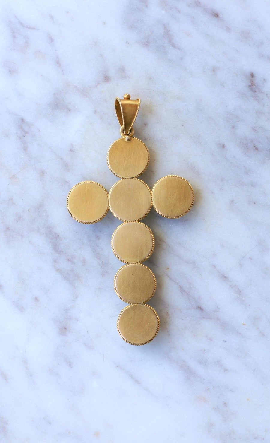 Agate Cabochon Cross on Yellow Gold Pendant - Galerie Pénélope