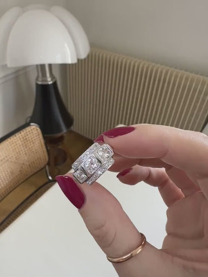 Art Deco Gold and Platinum Diamond Trilogy Ring