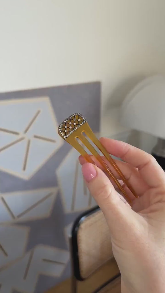 Antique Comb with Rhine Stones on Silver