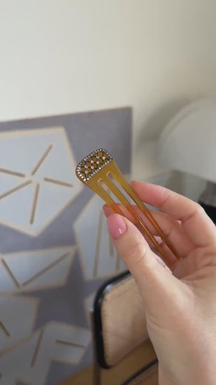 Antique Comb with Rhine Stones on Silver