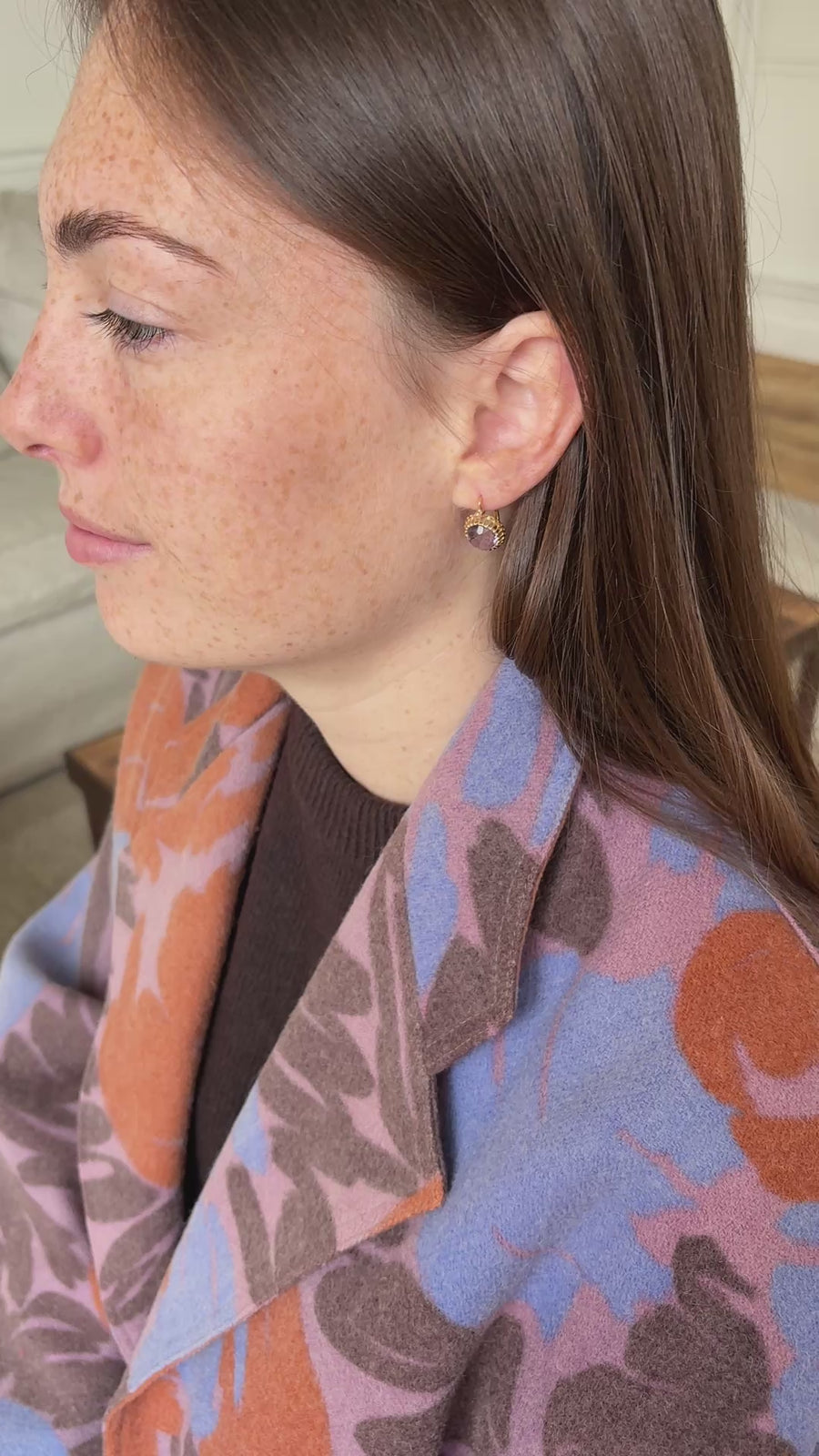 Antique Amethyst and Diamond Earrings on Yellow Gold