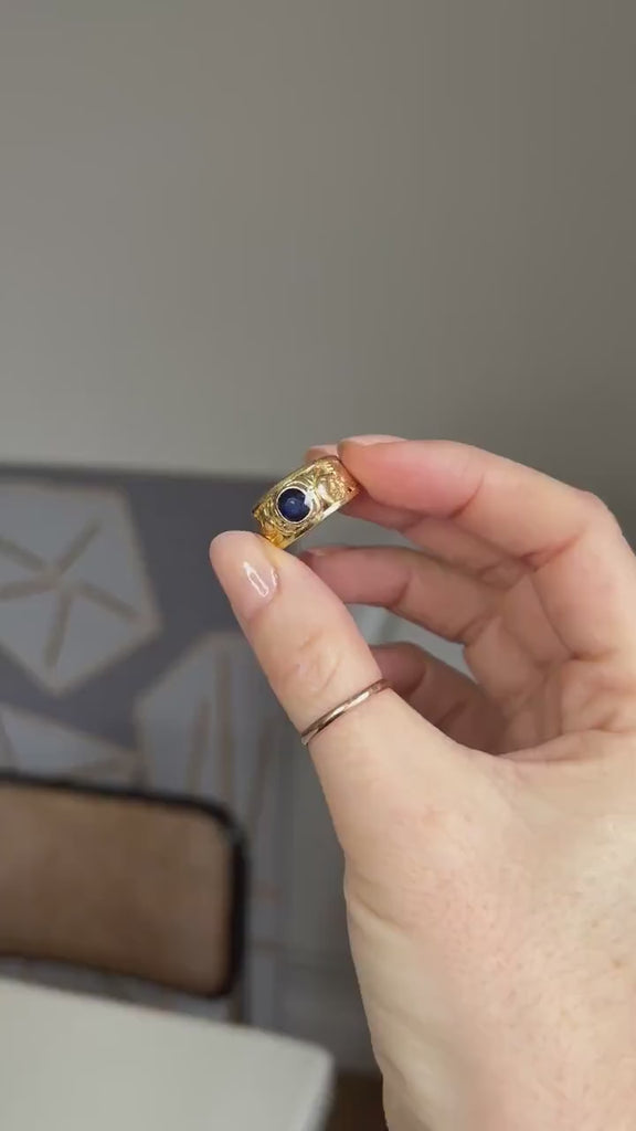 Antique Sapphire Band Ring in Yellow Gold