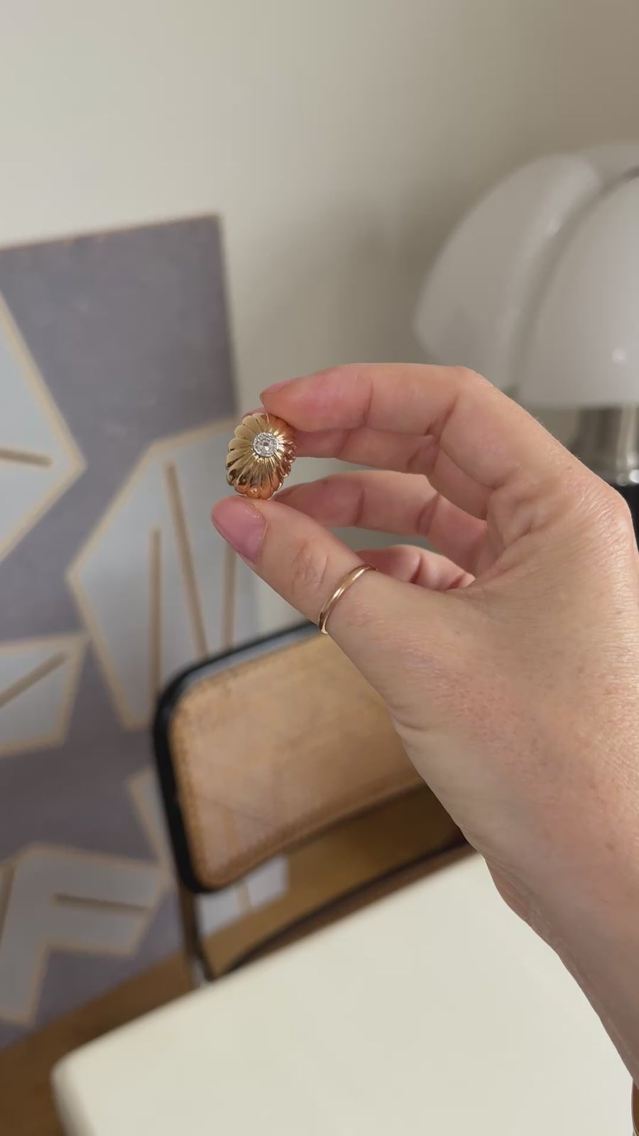 Diamond Ball Ring on Gold and Platinum