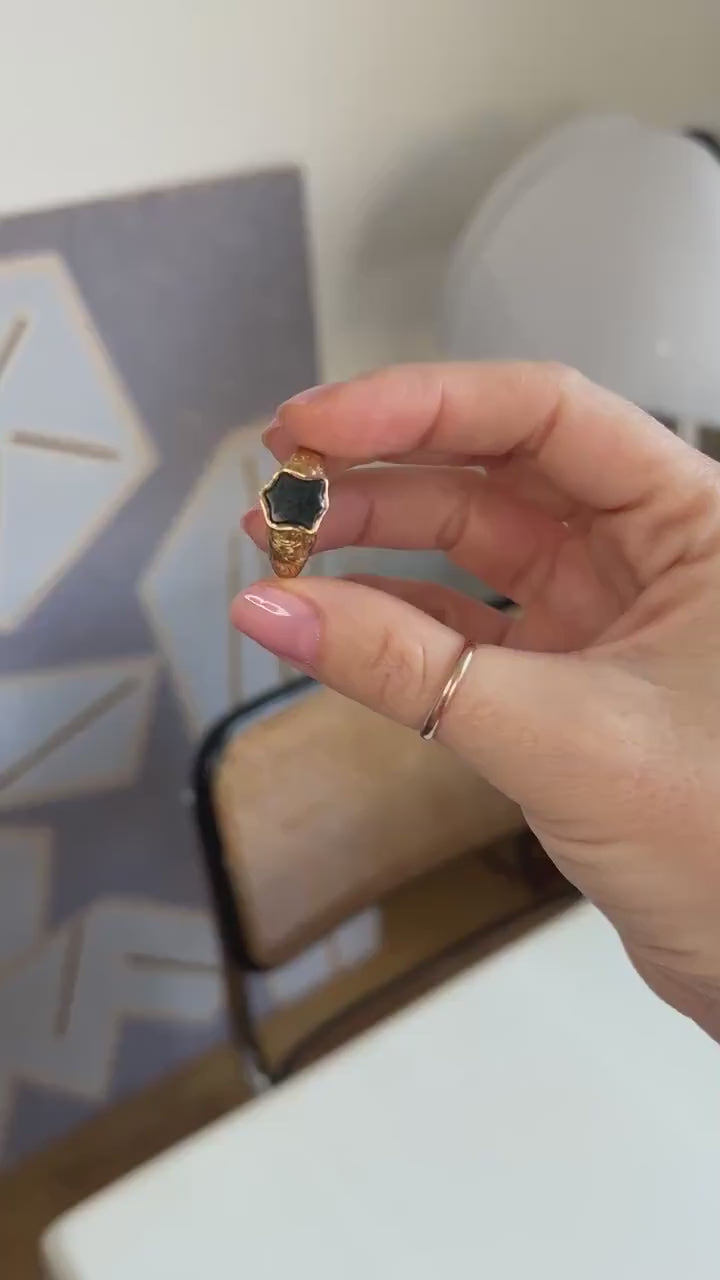 Antique Ring Blood Jasper Intaglio on Yellow Gold