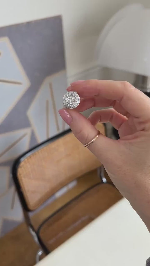 Art Deco Diamond Target Ring 1.05 Cts on White Gold and Platinum